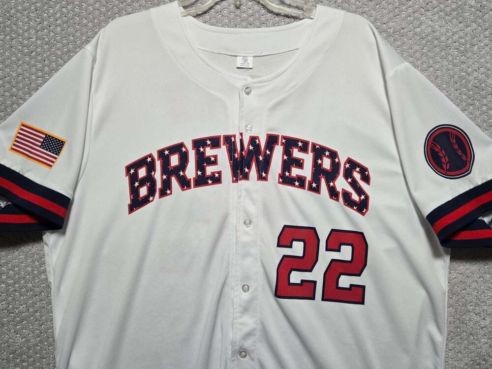 Milwaukee Brewers Patriotic Stars & Stripes #22 Yelich Baseball Jersey - Picture 2 of 10